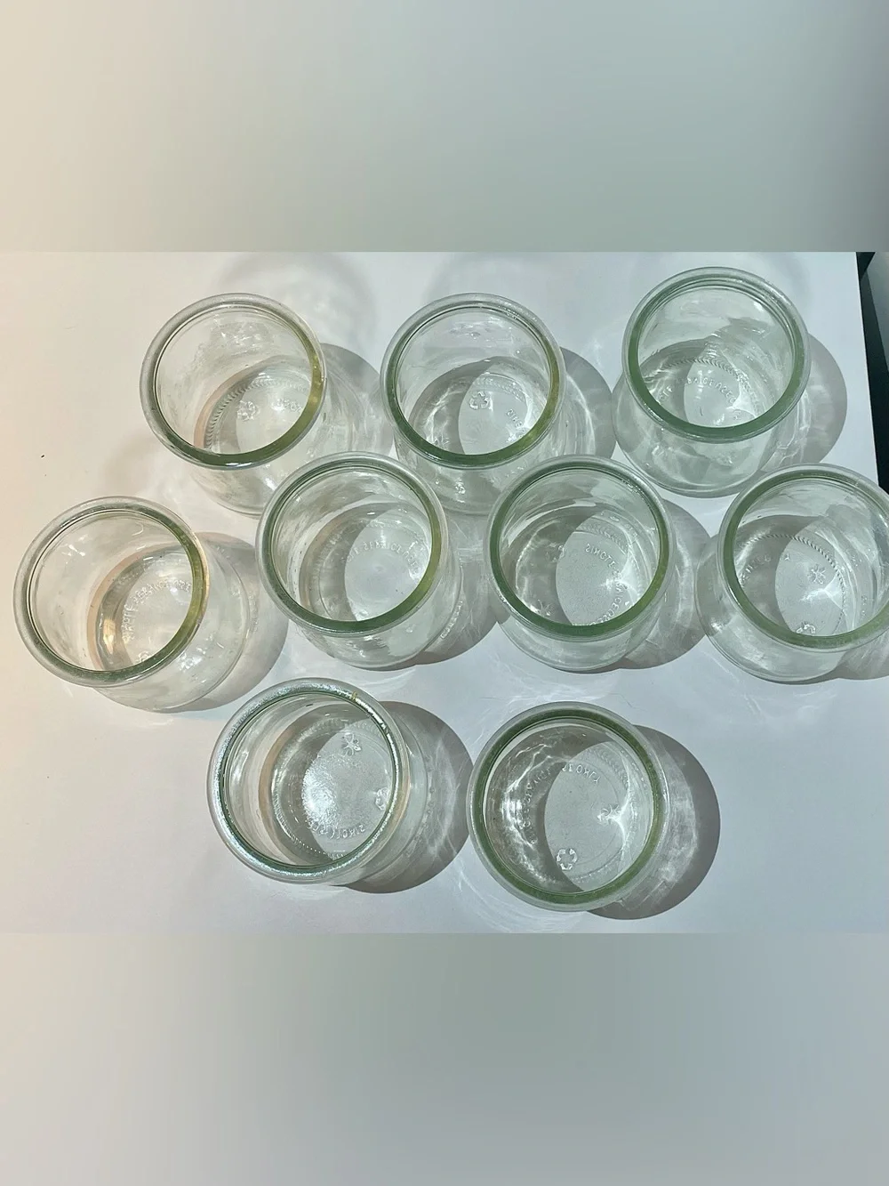 Set of 9 Oui Glass Yogurt Jars – Clear Glass Craft / Candle / Vase / Storage